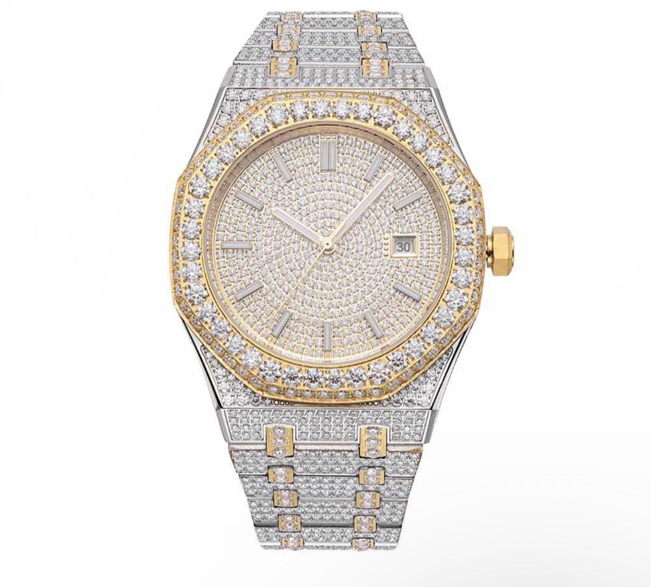 Iced Out Bust Down Watch | 41MM | Yellow Gold