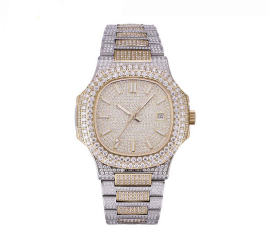 Iced Out | 40MM |  Yellow Gold | Circular Bezzle