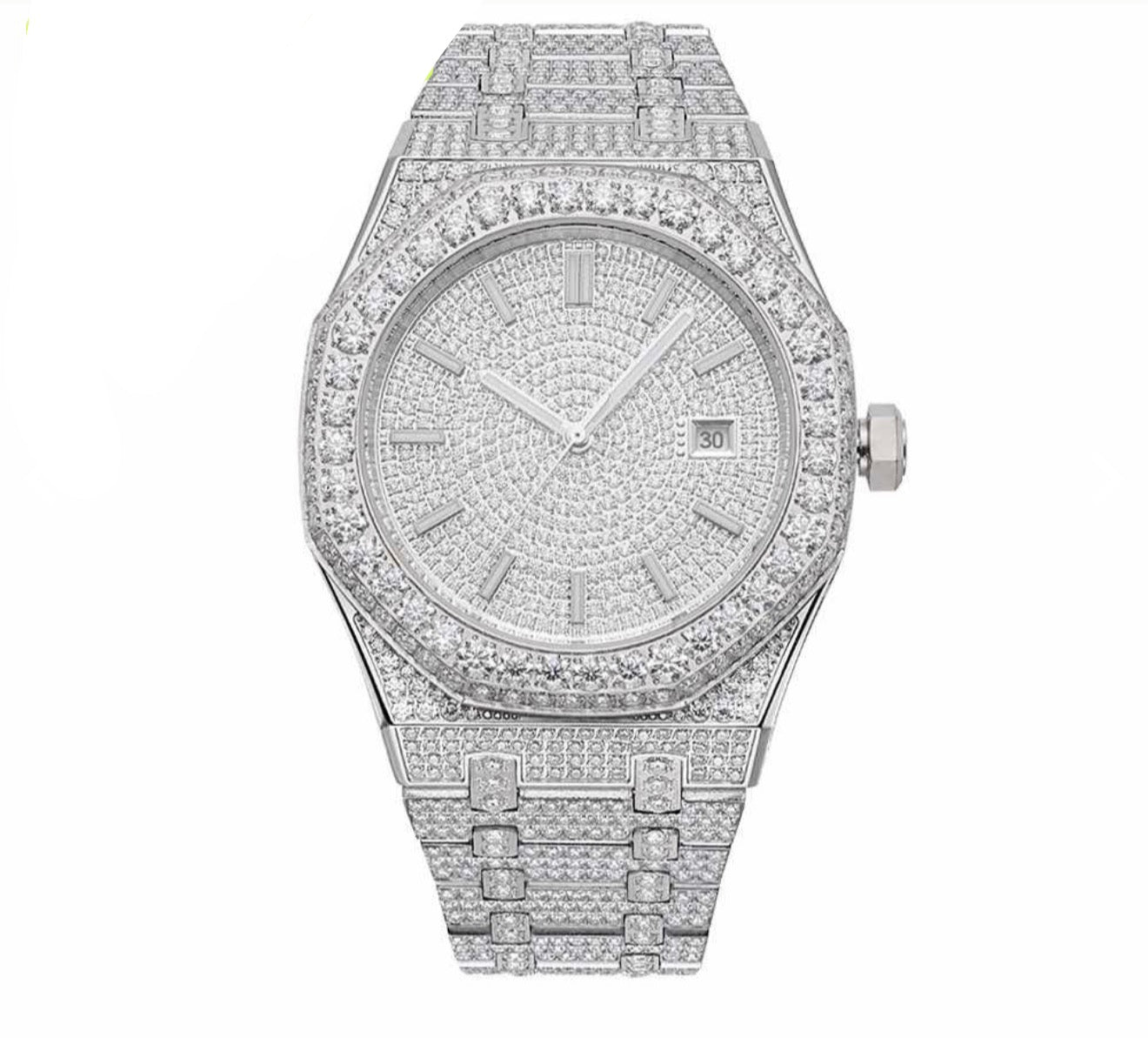 Iced Out Bust Down Watch | 41MM | White Gold