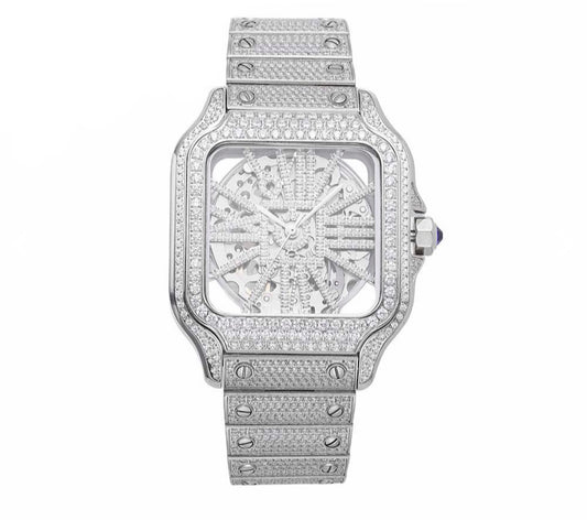 Open Work Skeleton Watch | 42MM | White Gold | Bust Down