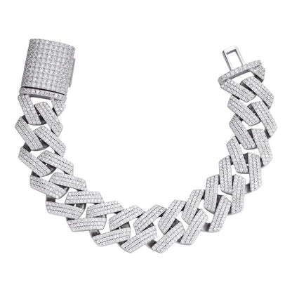 Cuban Link Prong Bracelets 14K White Gold (ALL SIZES)