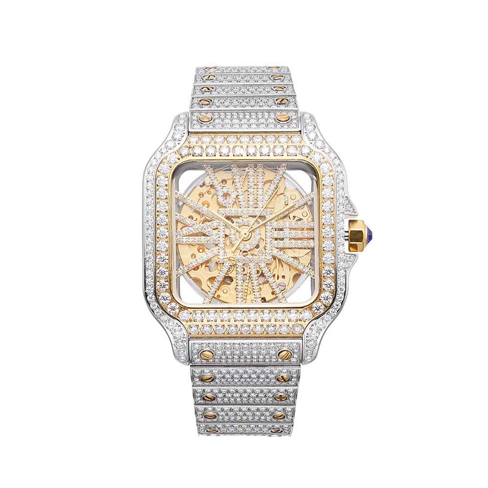 Bust Down | Skeleton Watch | 42MM | Yellow Gold